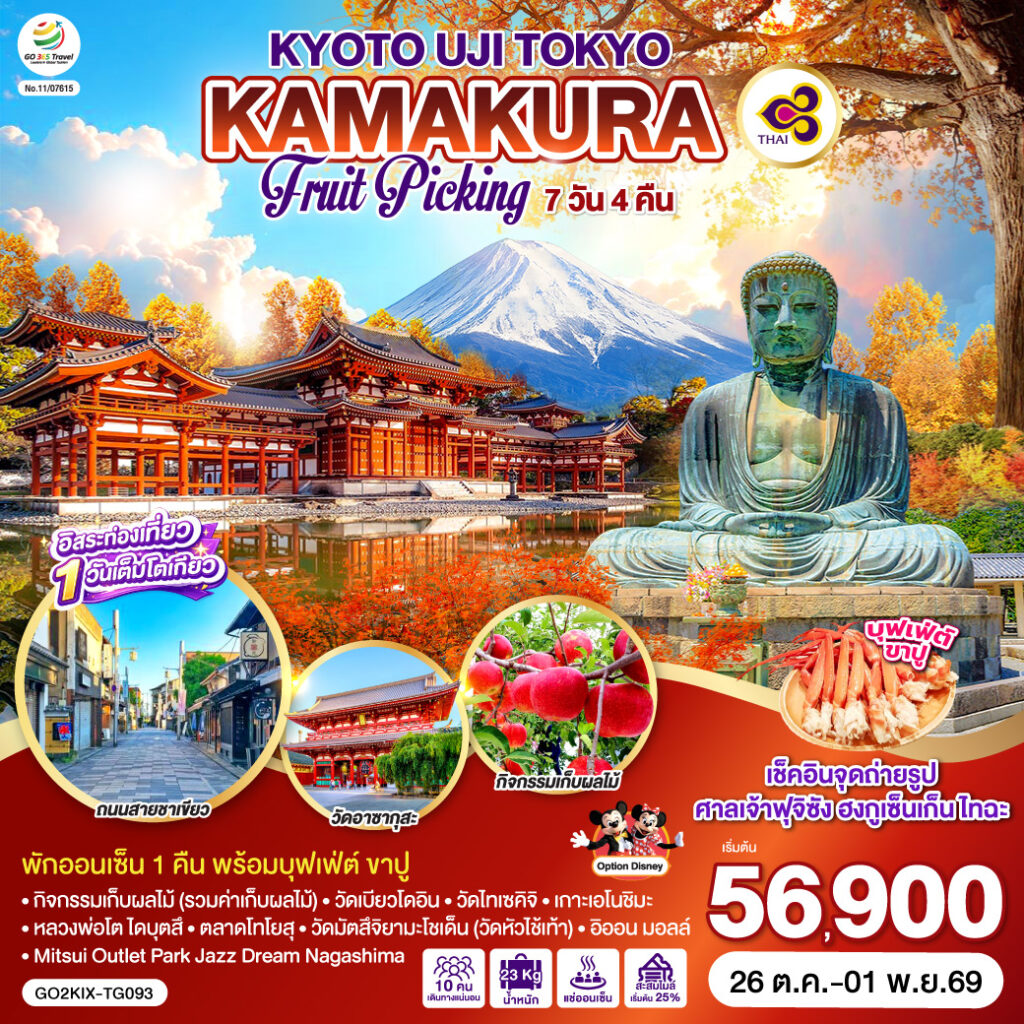 KYOTO UJI TOKYO KAMAKURA FRUIT PICKING 7D 4N โดยสายการบินไทย [TG] ไม่เข้าร้านช็อปปิ้ง